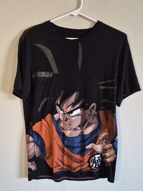 Dragonball Z - Black Graphic Short Sleeve Tee with Orange and Blue Illustration